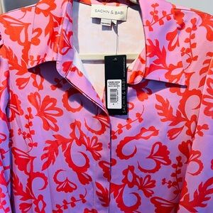 NWT Sachin + Babi Pink and Red Floral Midi Dress